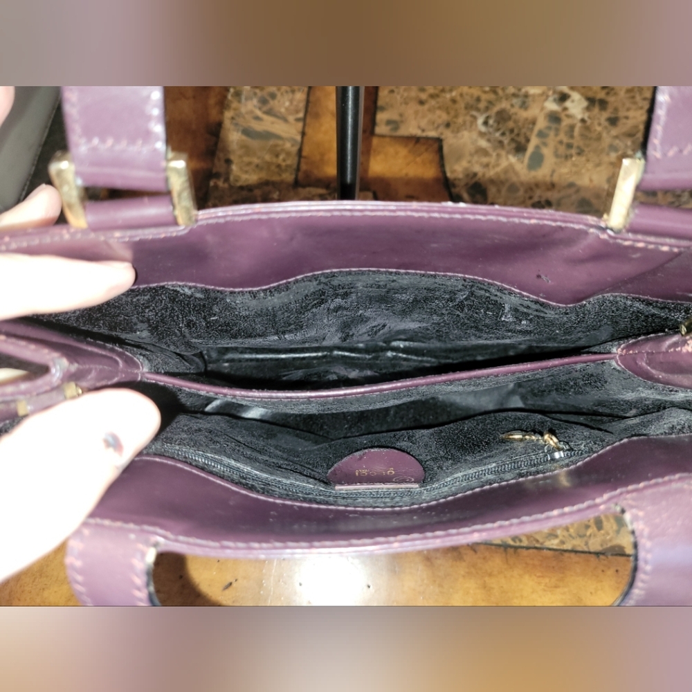 GUCCI Elegant Purple Leather Tote Bag Rehab - Picture 10 of 10